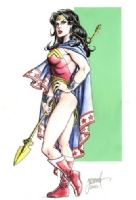 Wonder Woman - Full Figure Pencil, Ink & Color Comic Art